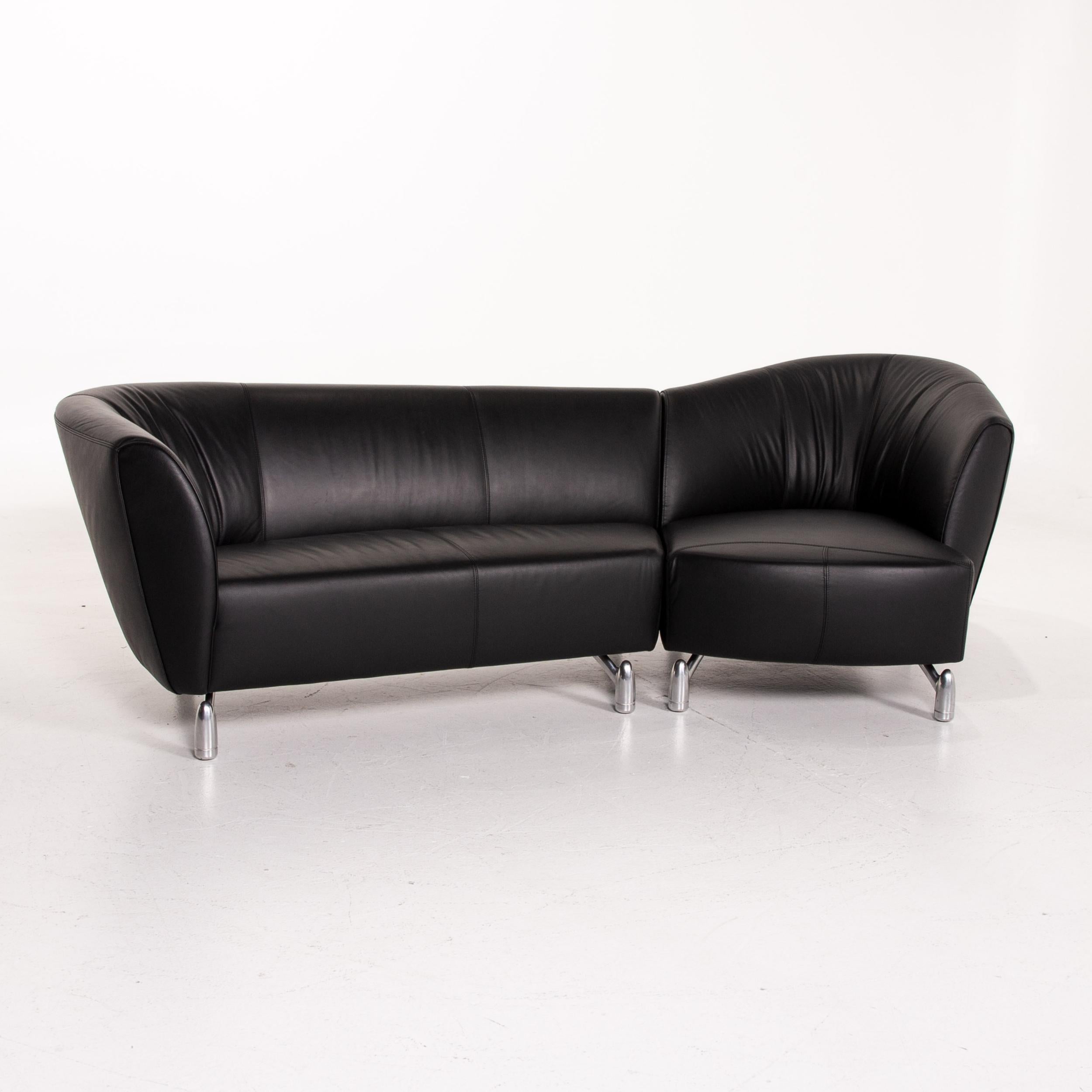 Leolux Leather Corner Sofa Black Sofa Couch For Sale 2