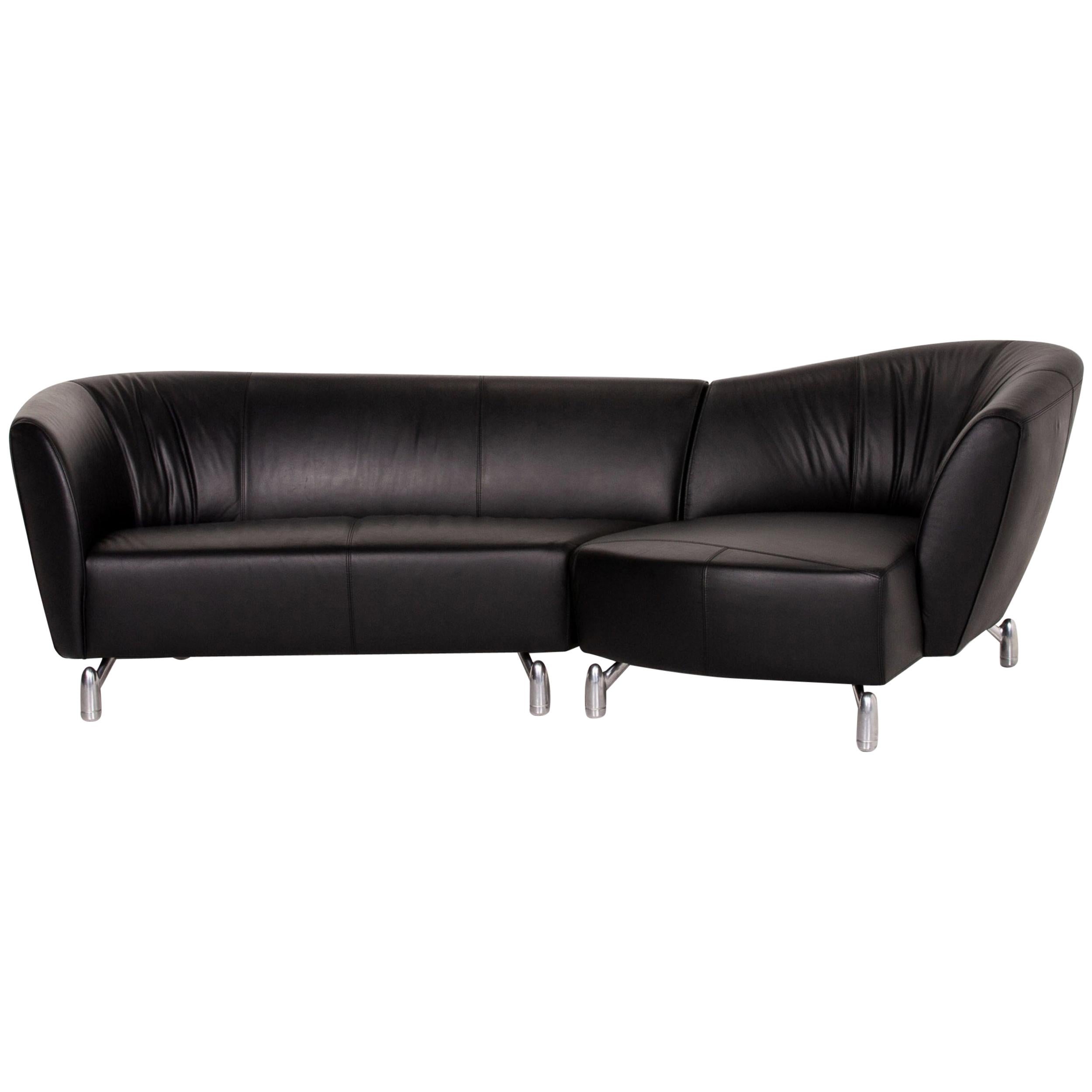 Leolux Leather Corner Sofa Black Sofa Couch For Sale