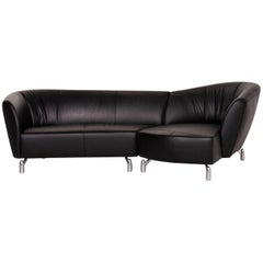 Leolux Leather Corner Sofa Black Sofa Couch