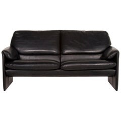 Leolux Leather Sofa Black Two-Seat Couch