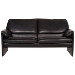 Leolux Leather Sofa Black Two-Seat Couch
