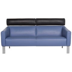 Leolux Leather Sofa Blue Two-Seat Function Couch