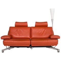 Leolux leather sofa including lamp orange two-seat lamp couch
