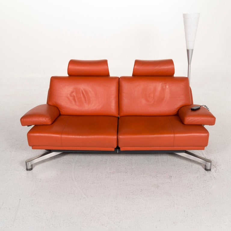 Leolux Leather Sofa Including Lamp Orange Two Seat Lamp Couch At 1stdibs