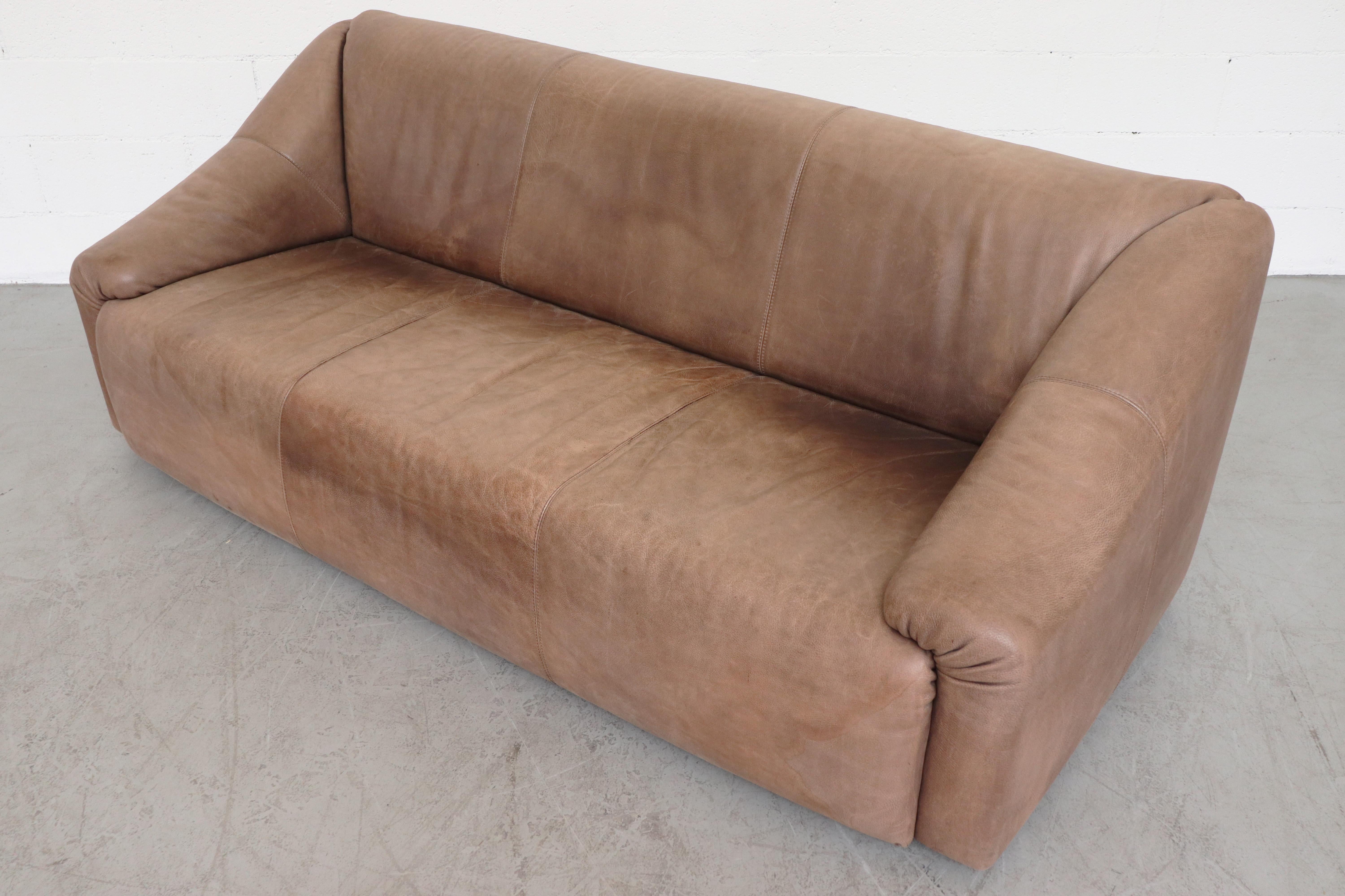 Leolux Light Buffalo Leather 3-Seat Sofa 1