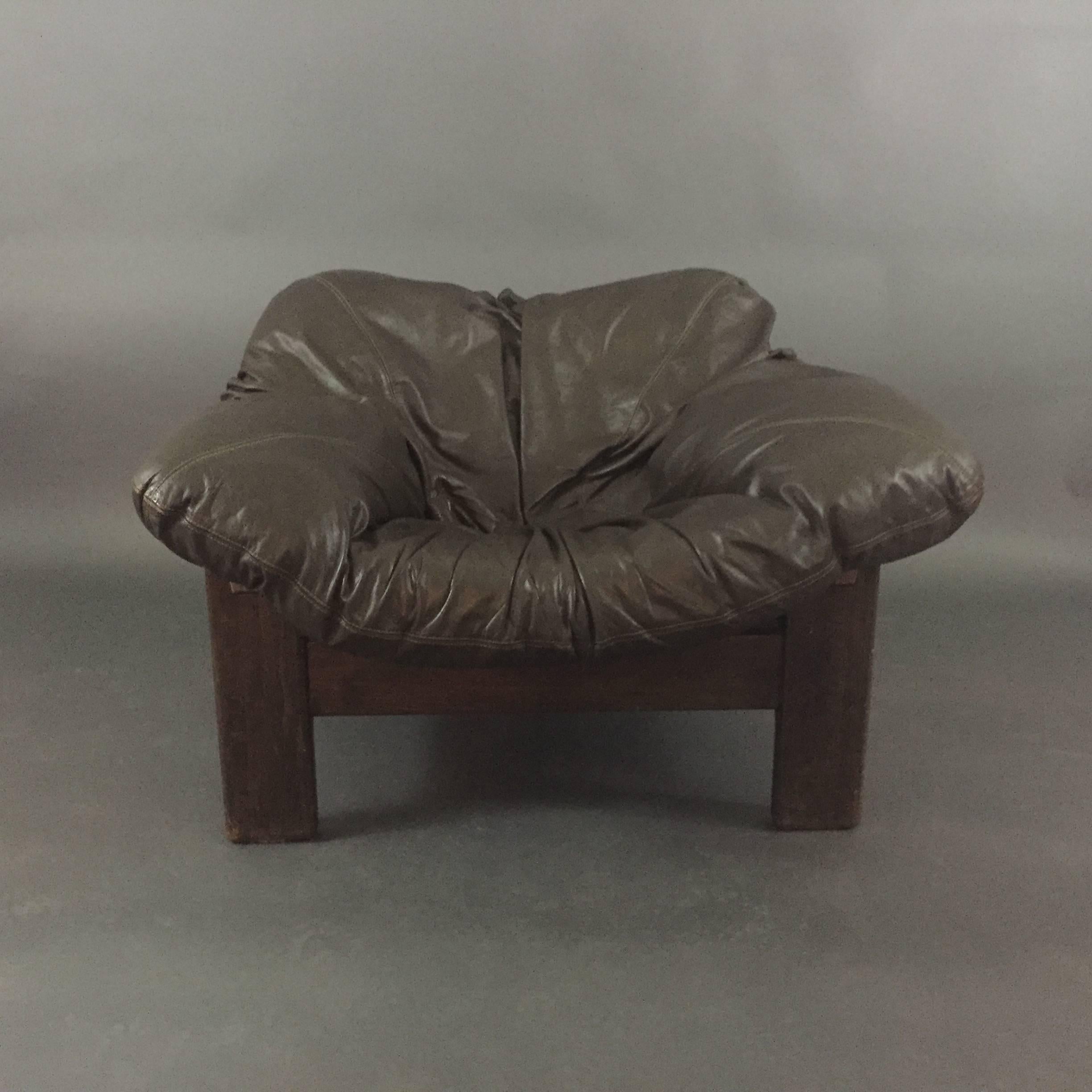 Dutch Leolux Netherlands Leather Glove Lounge Chair, 1970s For Sale