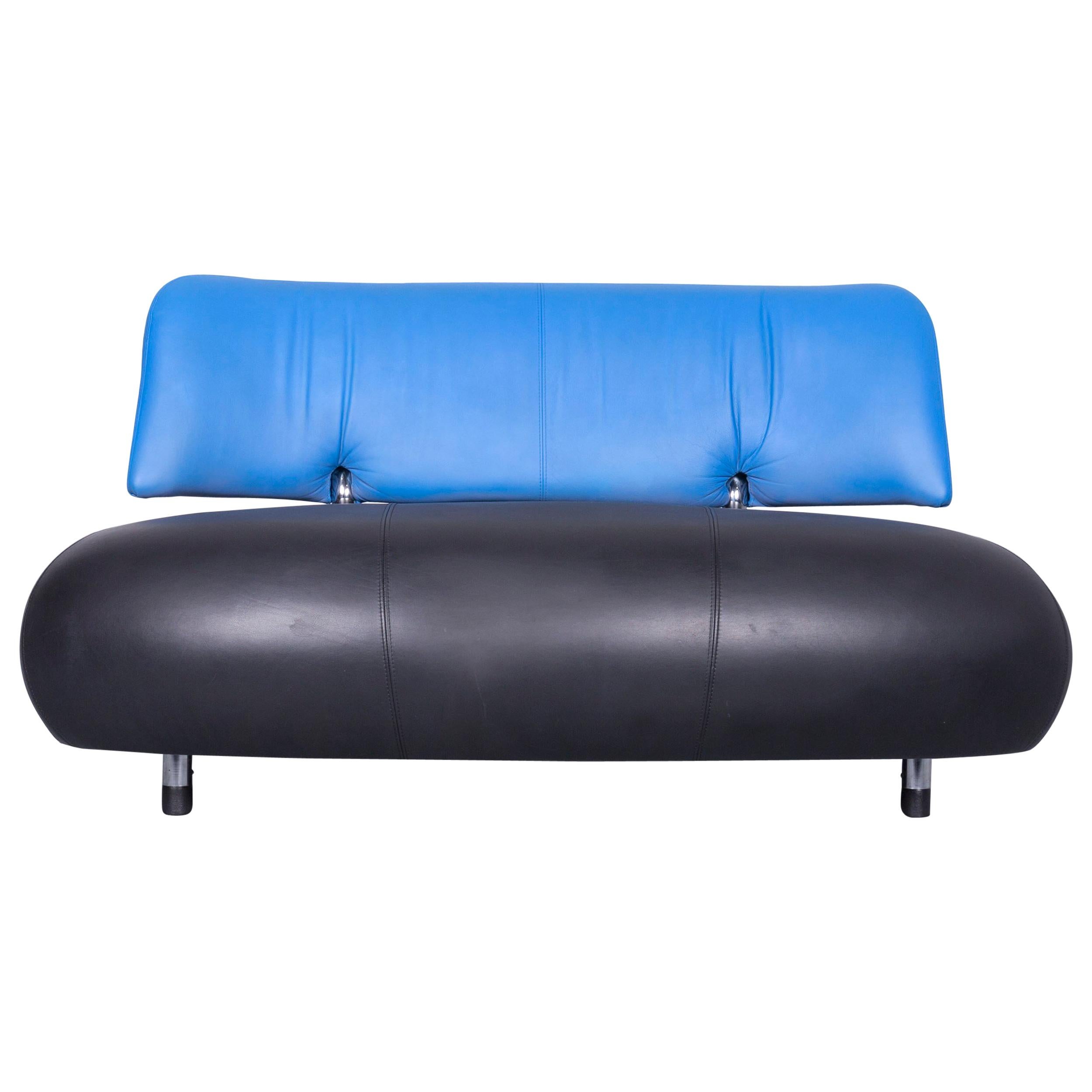 Leolux Pallone Designer Sofa Black Blue Two-Seat Modern Couch
