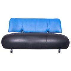 Leolux Pallone Designer Sofa Black Blue Two-Seat Modern Couch
