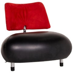 Leolux Pallone Leather Alcantara Fabric Armchair Black Red