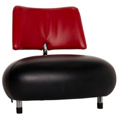 Leolux Pallone Leather Armchair Black Red