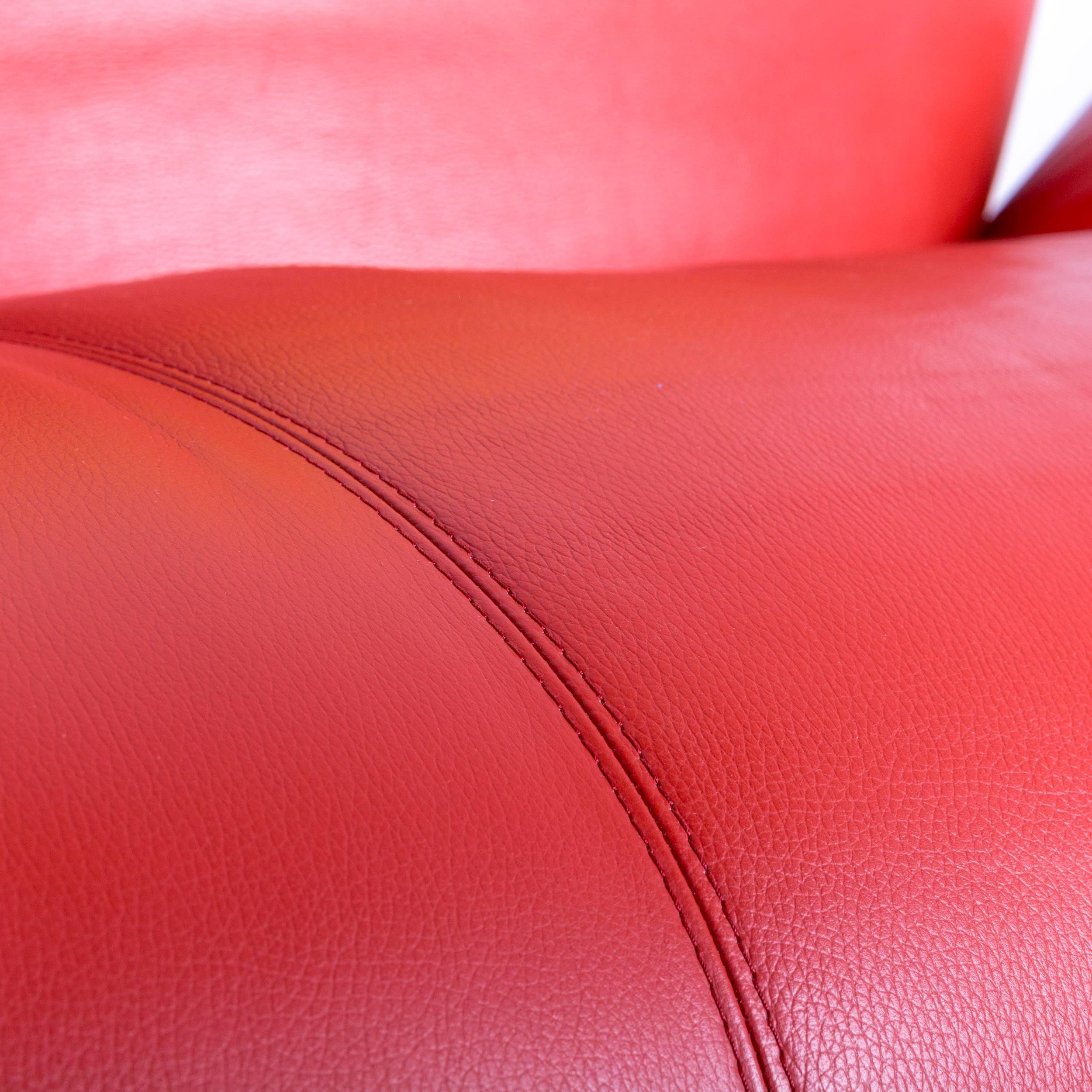 Leolux Panta Rhei Leather Sofa Red Yellow Two-Seat Electric Recliner 2