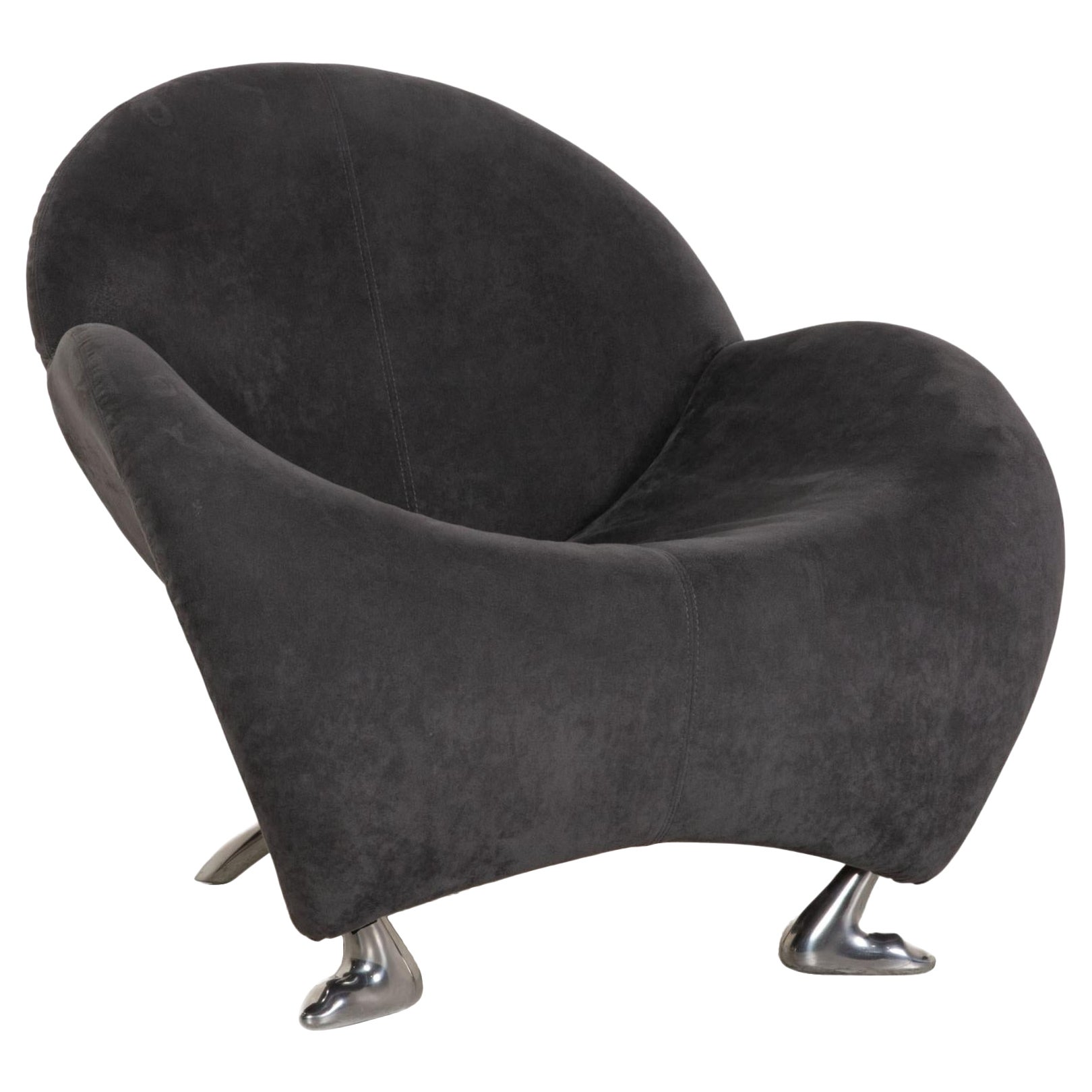 Leolux Papageno Alcantara Fabric Armchair Gray For Sale