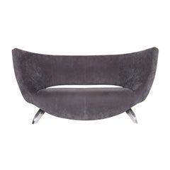 Leolux Papageno Alcantara Fabric Sofa Gray Two-Seat Couch