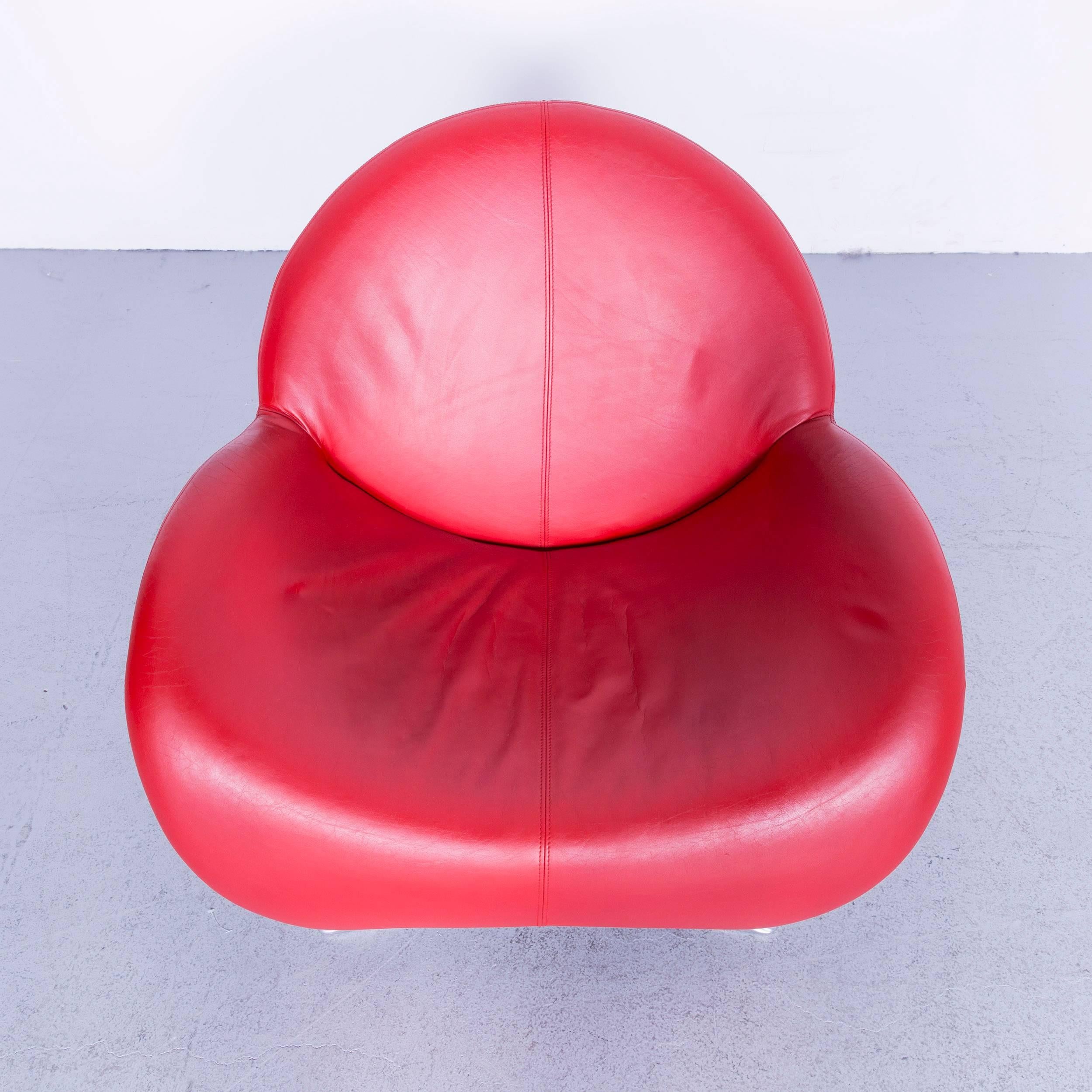 Leolux Papageno Designer Leather Chair Red One-Seat Lounge Modern In Good Condition In Cologne, DE