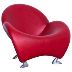 Leolux Papageno Designer Leather Chair Red One-Seat Lounge Modern