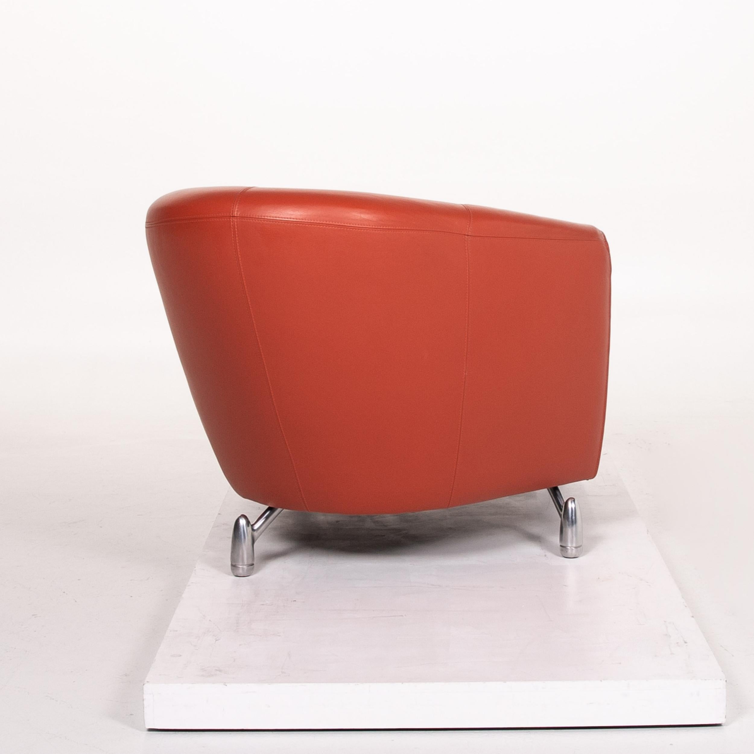Leolux Pupilla Leather Armchair Terracotta Orange 1