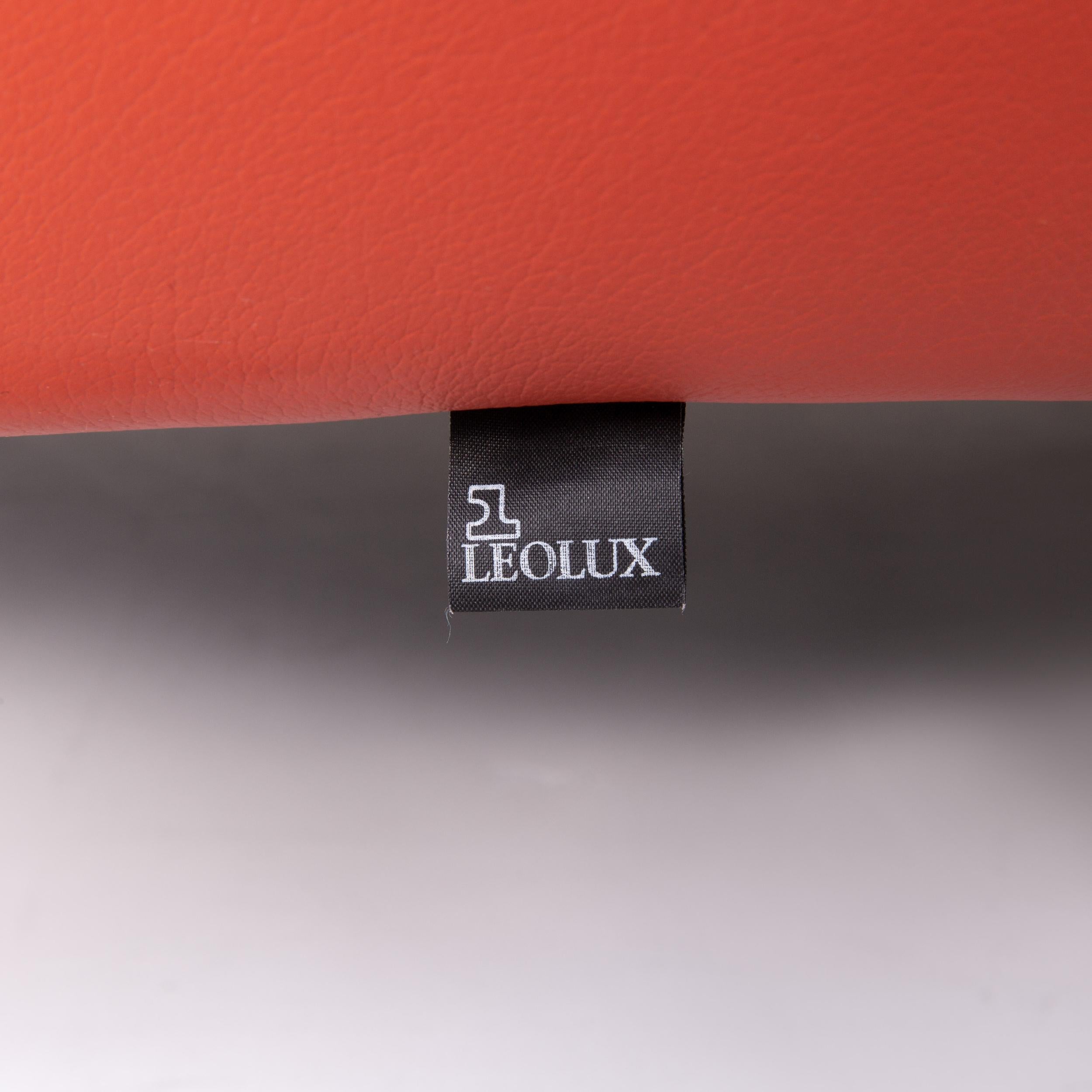 Modern Leolux Pupilla Leather Armchair Terracotta Orange