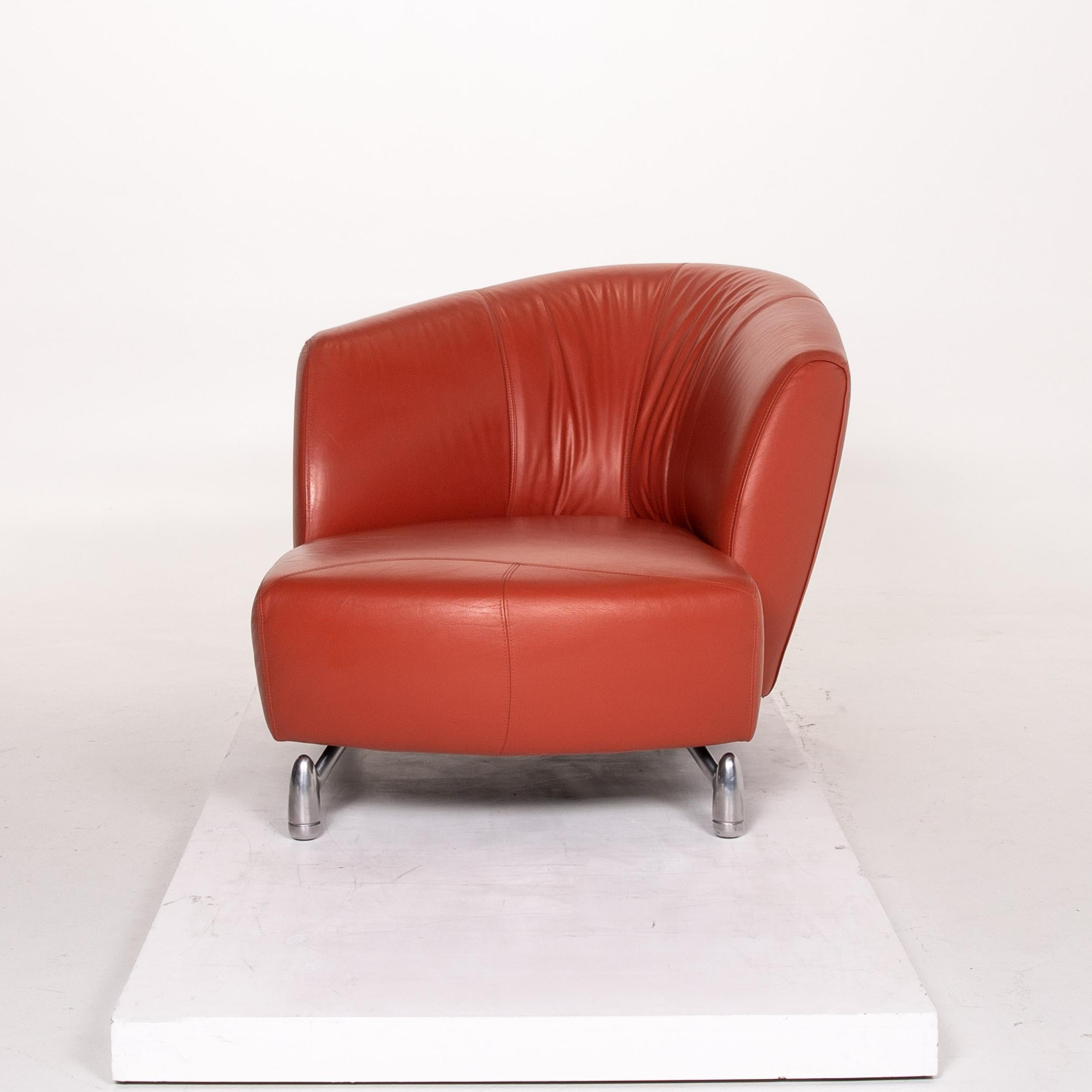 Dutch Leolux Pupilla Leather Armchair Terracotta Orange