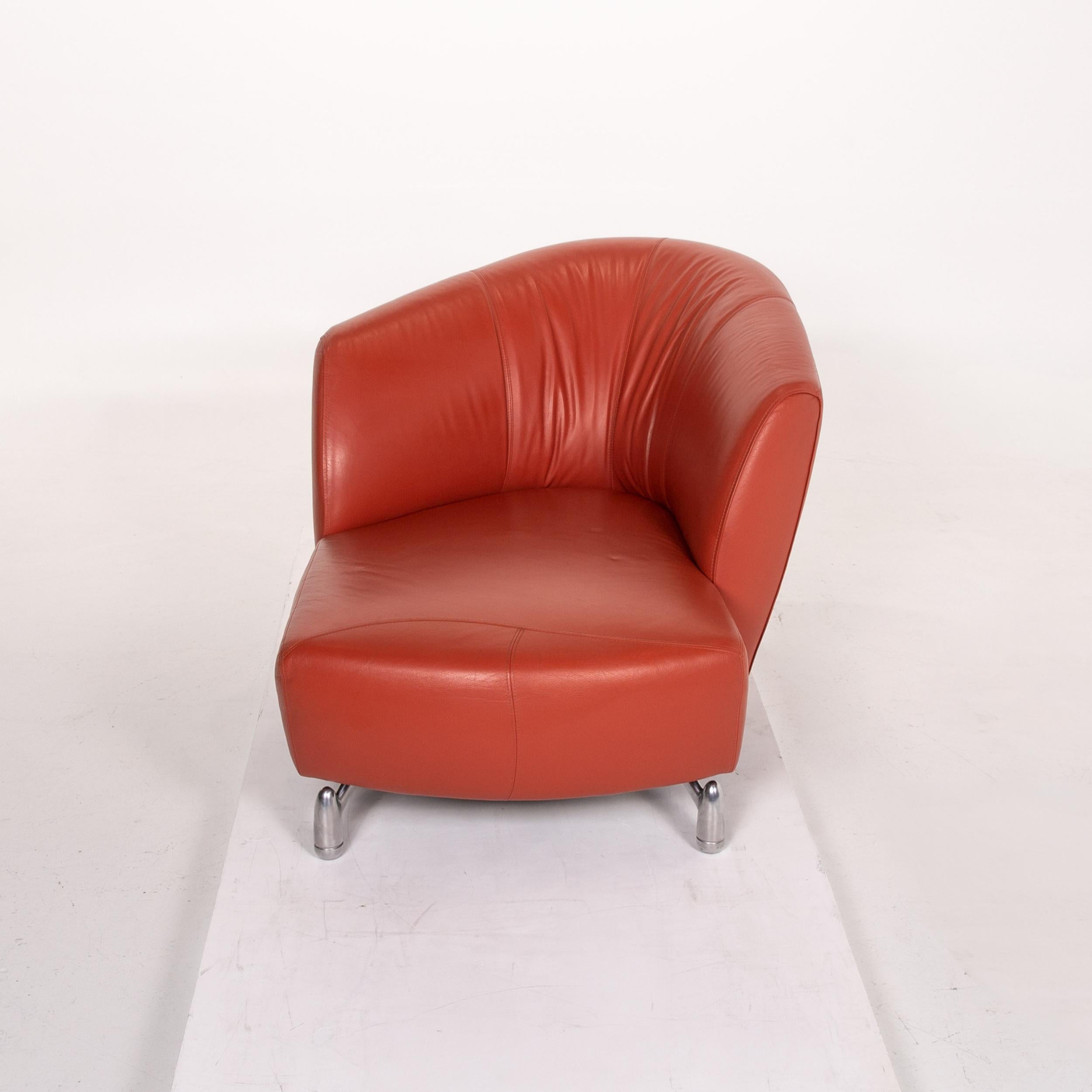 Leolux Pupilla Leather Armchair Terracotta Orange In Good Condition In Cologne, DE