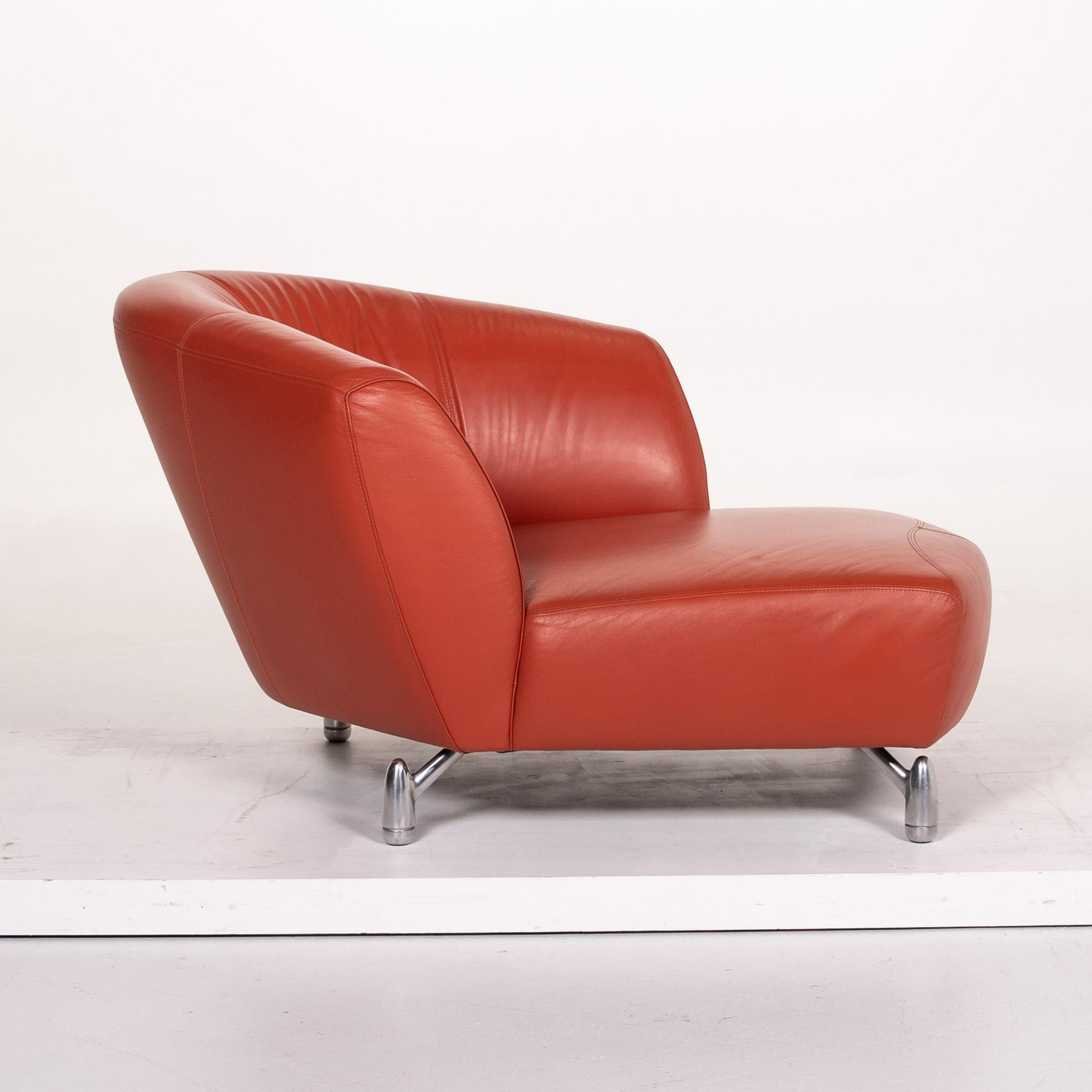 Contemporary Leolux Pupilla Leather Armchair Terracotta Orange