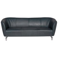 Leolux Pupilla Leather Sofa Green Three-Seat Couch