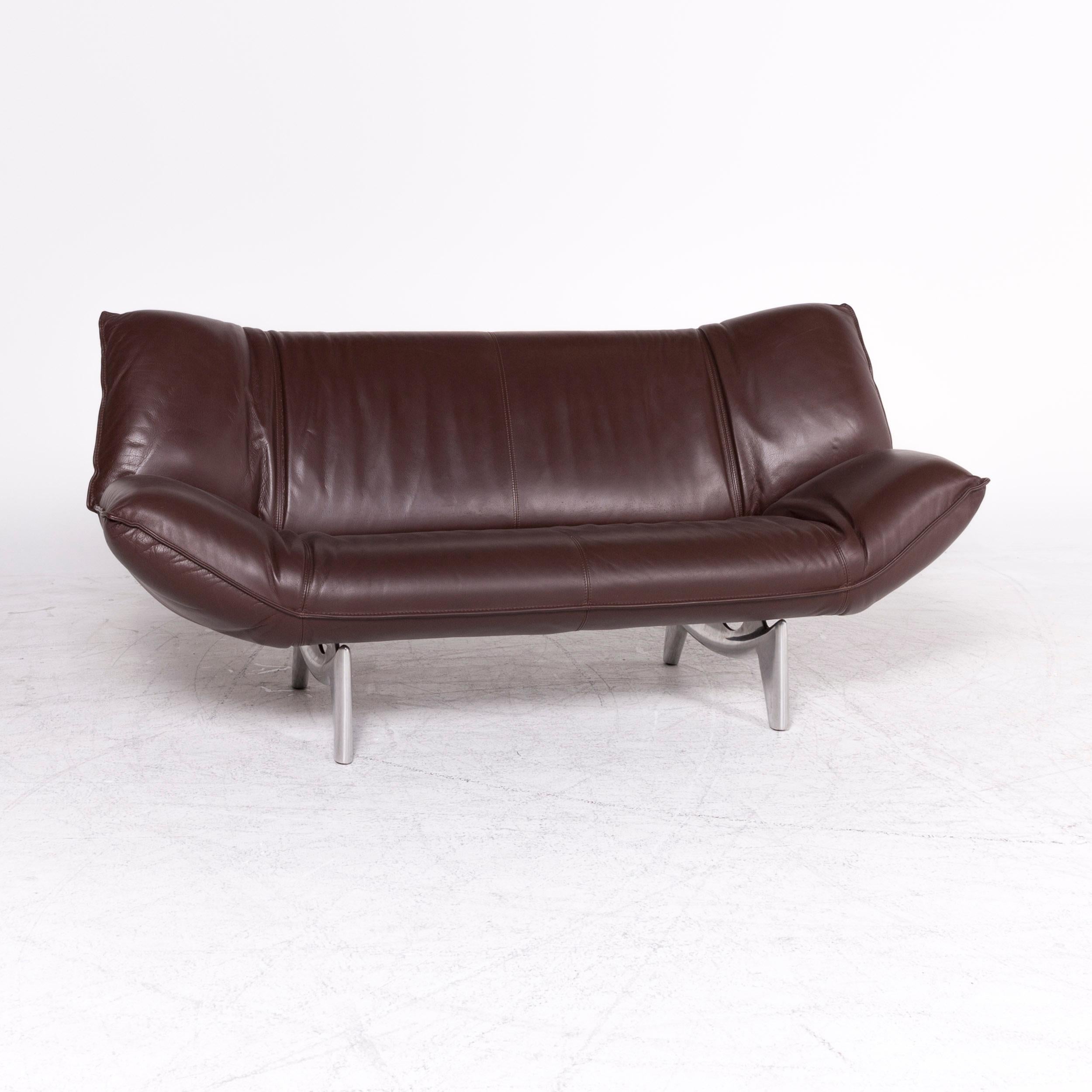 Modern Leolux Tango Designer Leather Sofa Brown Genuine Leather Three-Seat Couch