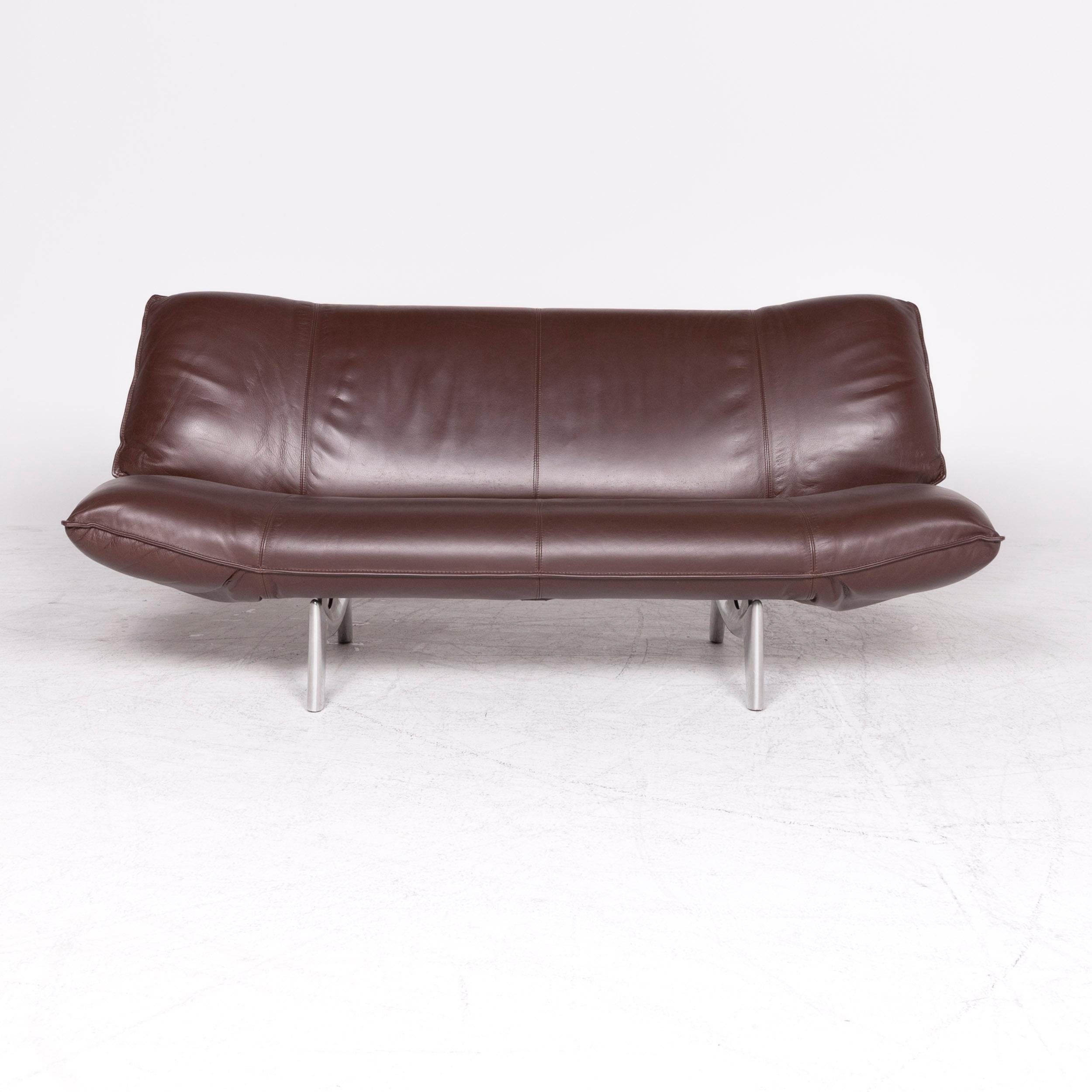 Dutch Leolux Tango Designer Leather Sofa Brown Genuine Leather Three-Seat Couch