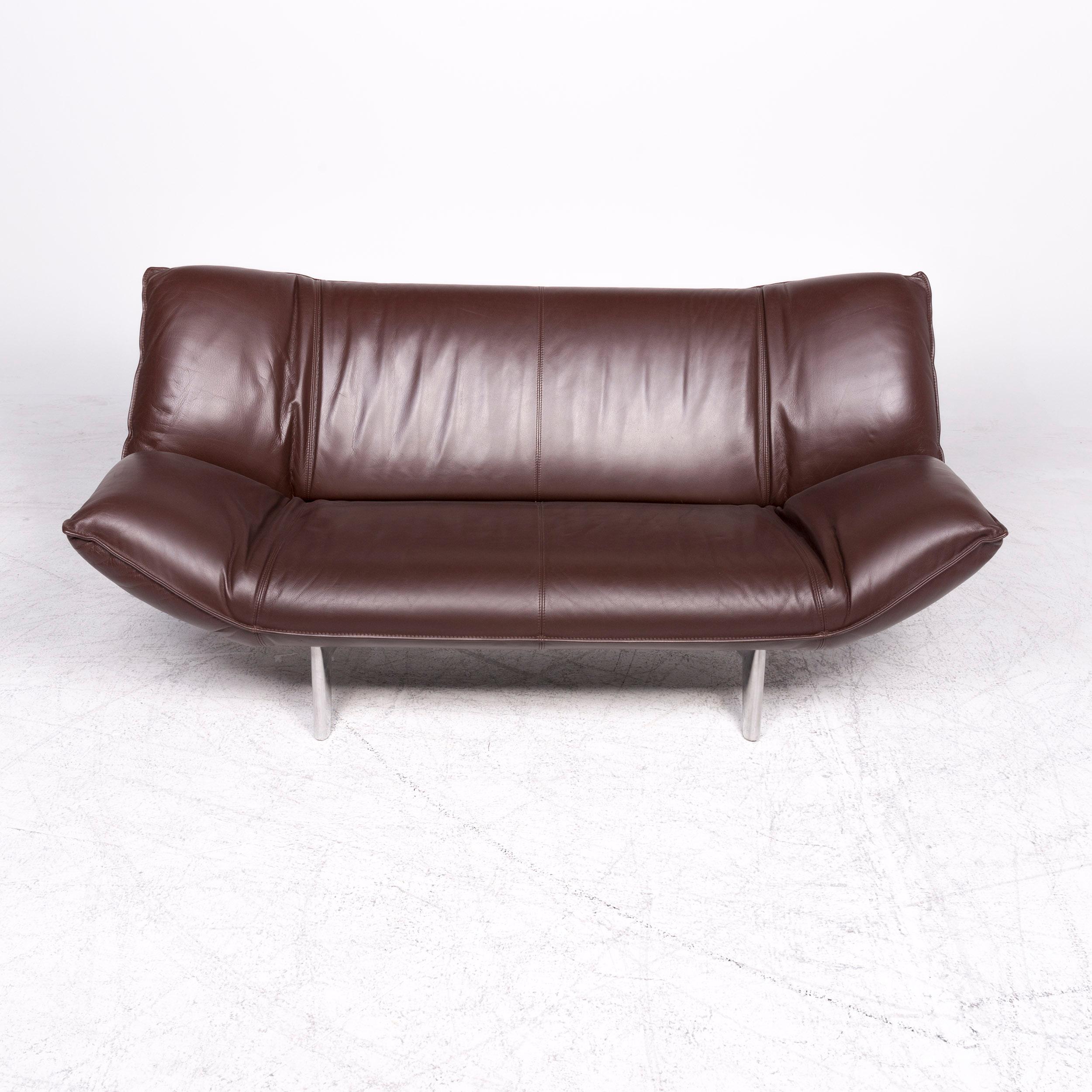 Leolux Tango Designer Leather Sofa Brown Genuine Leather Three-Seat Couch 1