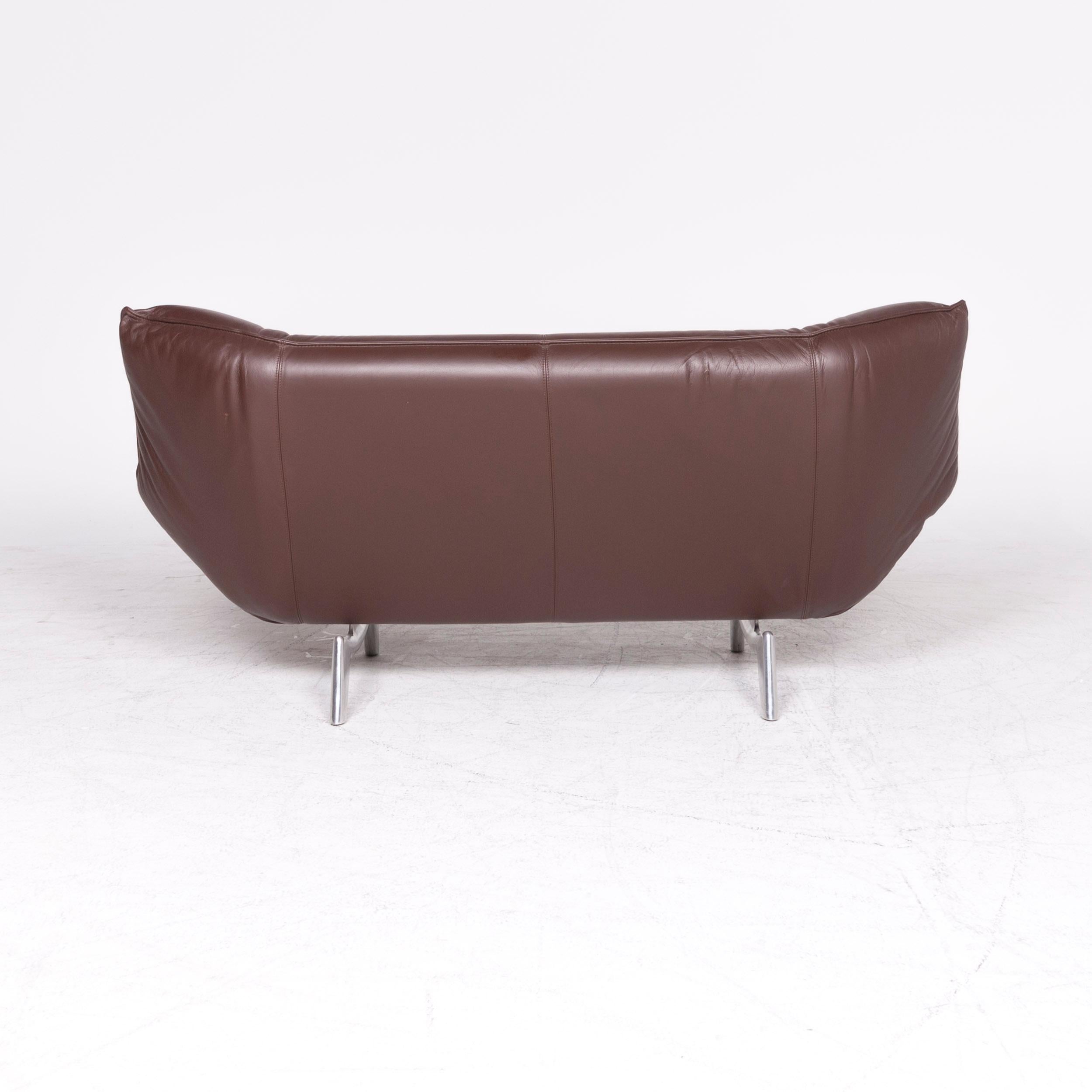 Leolux Tango Designer Leather Sofa Brown Genuine Leather Three-Seat Couch 3