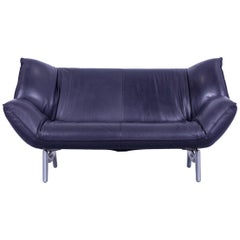 Leolux Tango Designer Leather Sofa Grey Violet Black Two-Seat Couch Function