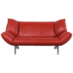 Leolux Tango Designer Sofa Leather Red Two-Seat Couch Modern