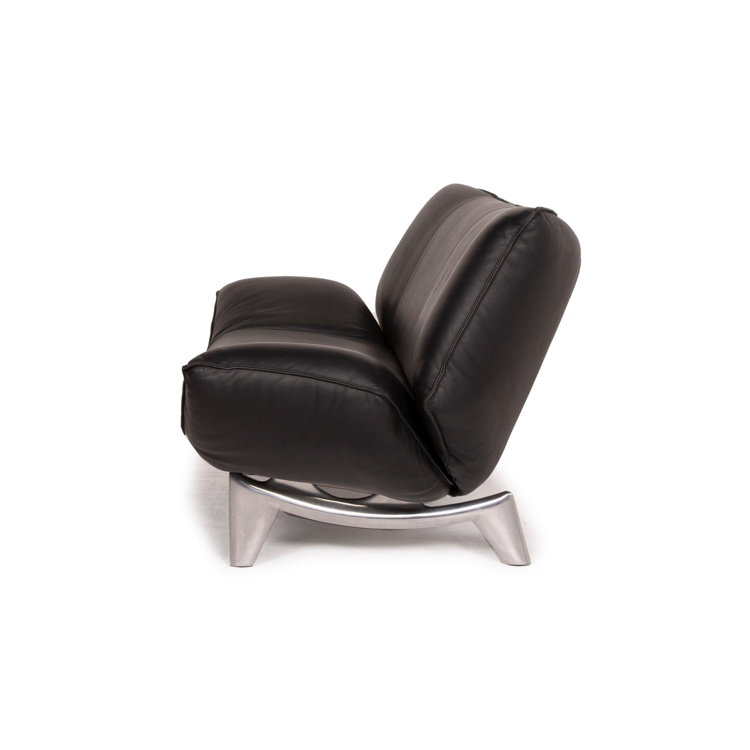 Leolux Tango Leather Sofa Black Two-Seater 4