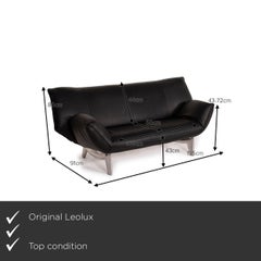 Leolux Tango Leather Sofa Black Two-Seater