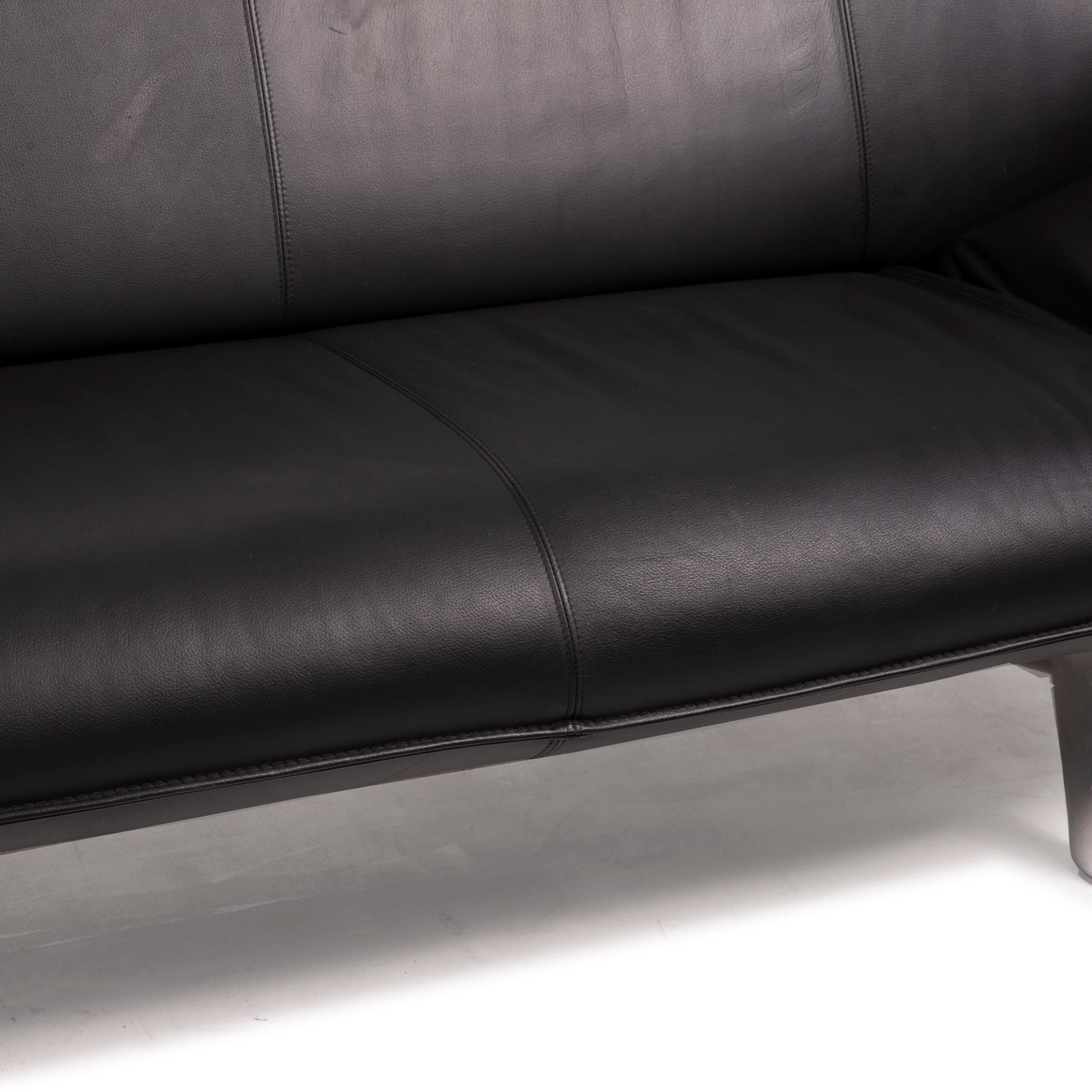 Modern Leolux Tango Leather Sofa Black Two-Seater
