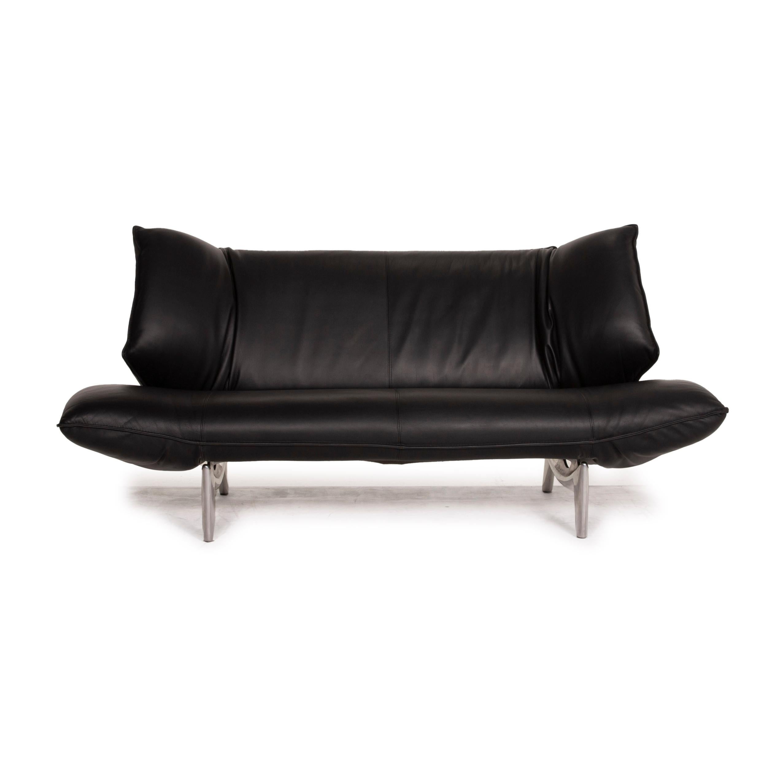 Contemporary Leolux Tango Leather Sofa Black Two-Seater