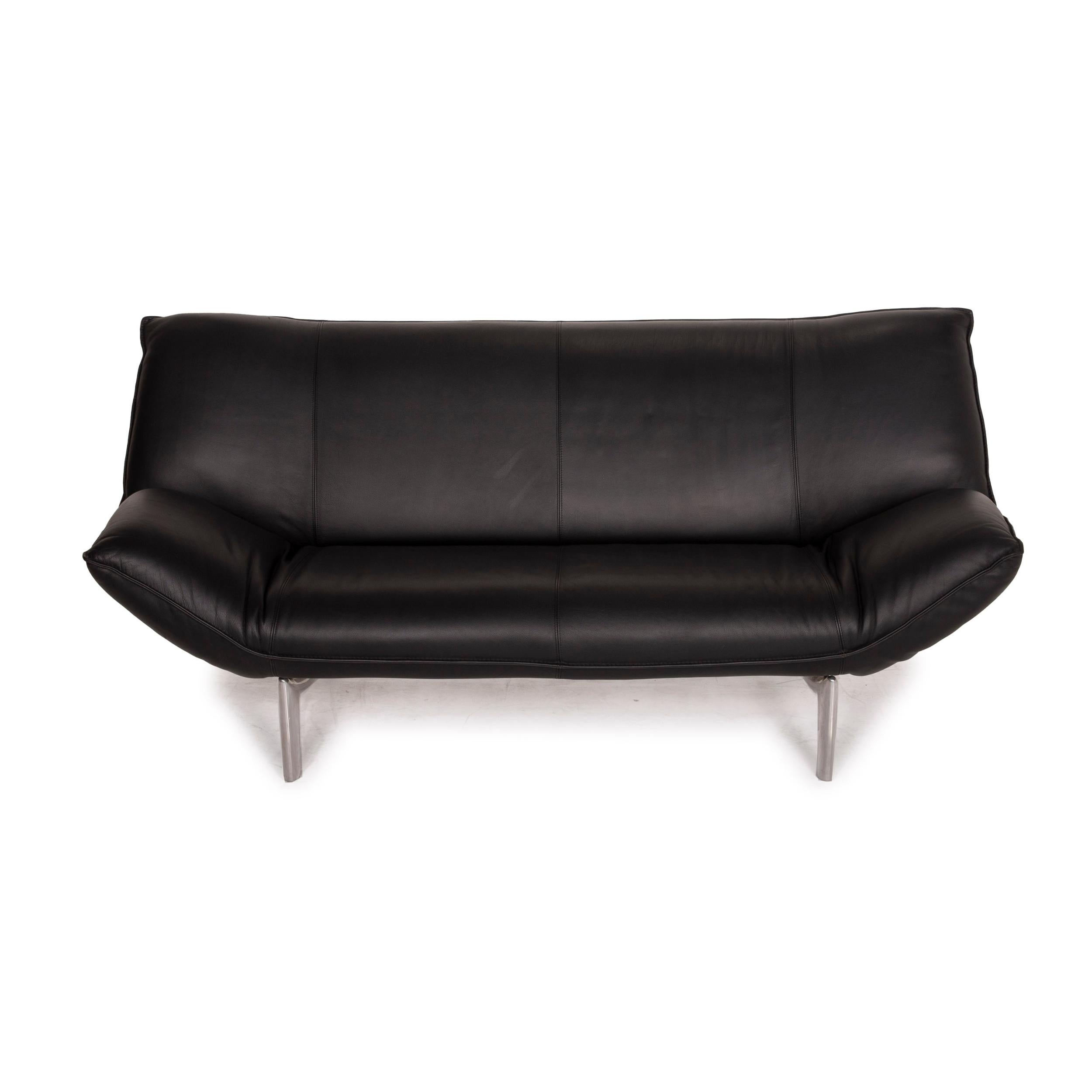 Leolux Tango Leather Sofa Black Two-Seater 1
