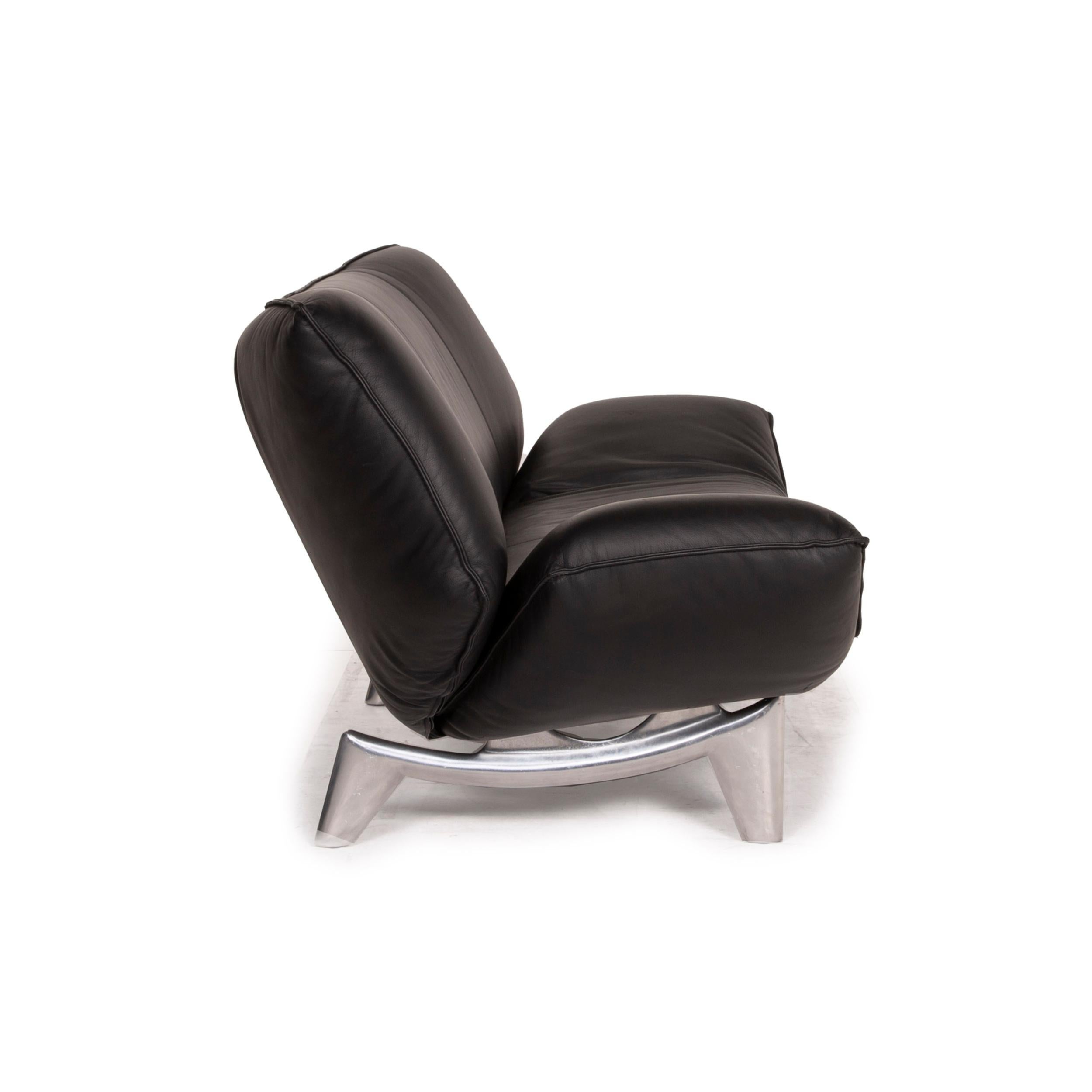 Leolux Tango Leather Sofa Black Two-Seater 2