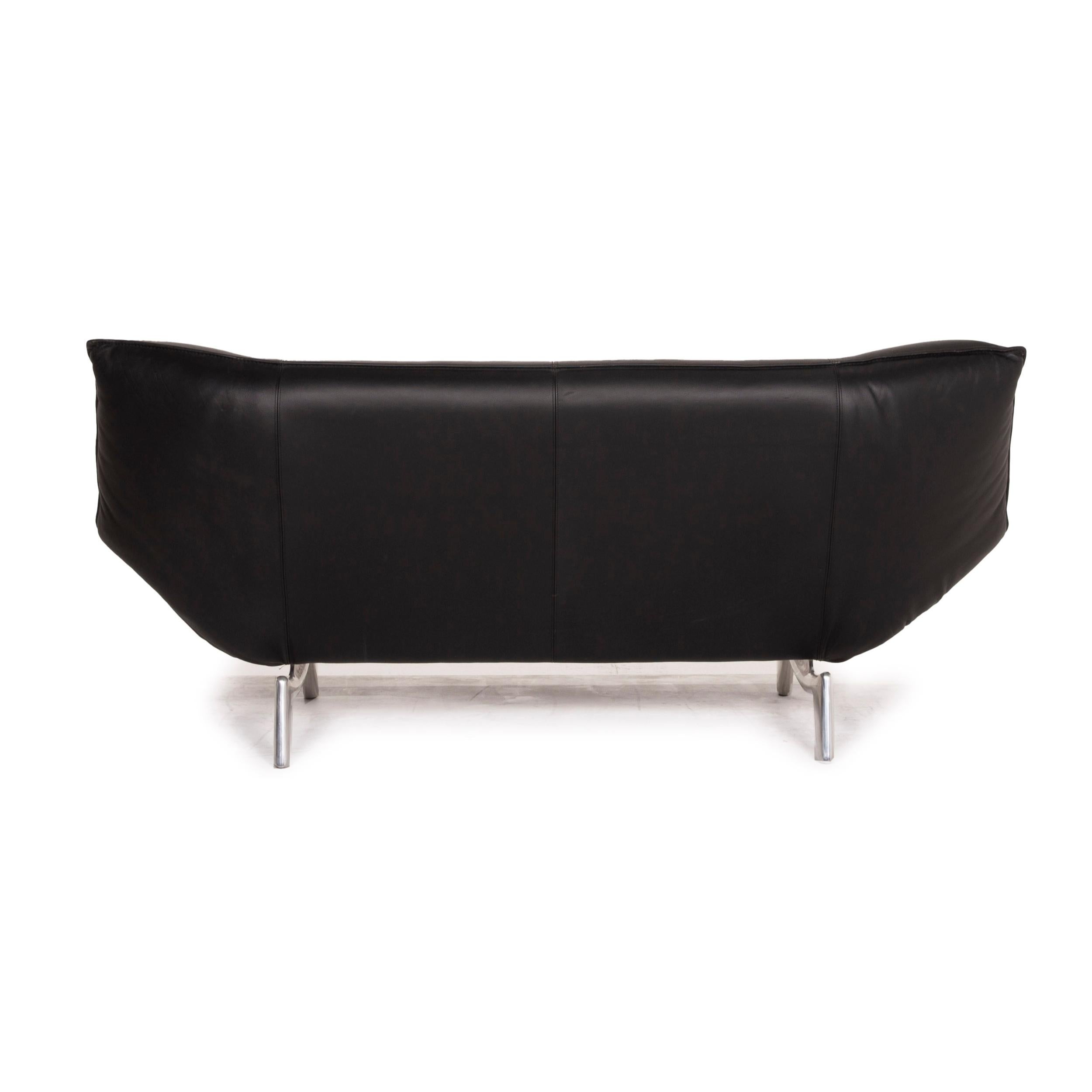 Leolux Tango Leather Sofa Black Two-Seater 3