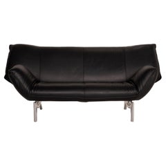 Leolux Tango Leather Sofa Black Two-Seater