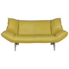 Leolux Tango Leather Sofa Green Lime Green Three-Seat Function Couch