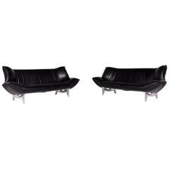 Leolux Tango Leather Sofa Set Black 2 Three-Seat Function