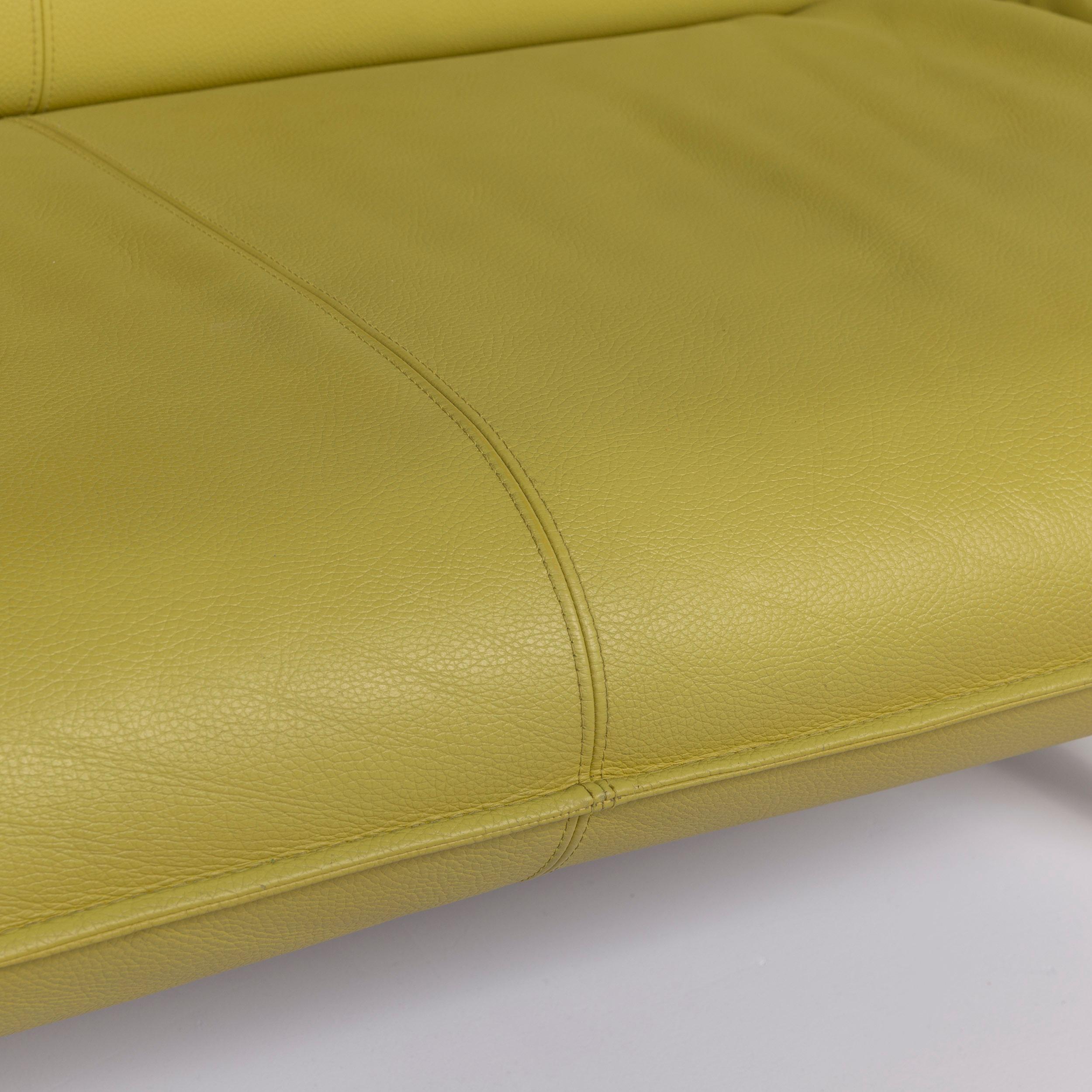 Leolux Tango Leather Sofa Set Green Lime Green 1 Three-Seat 1 Two-Seat 3