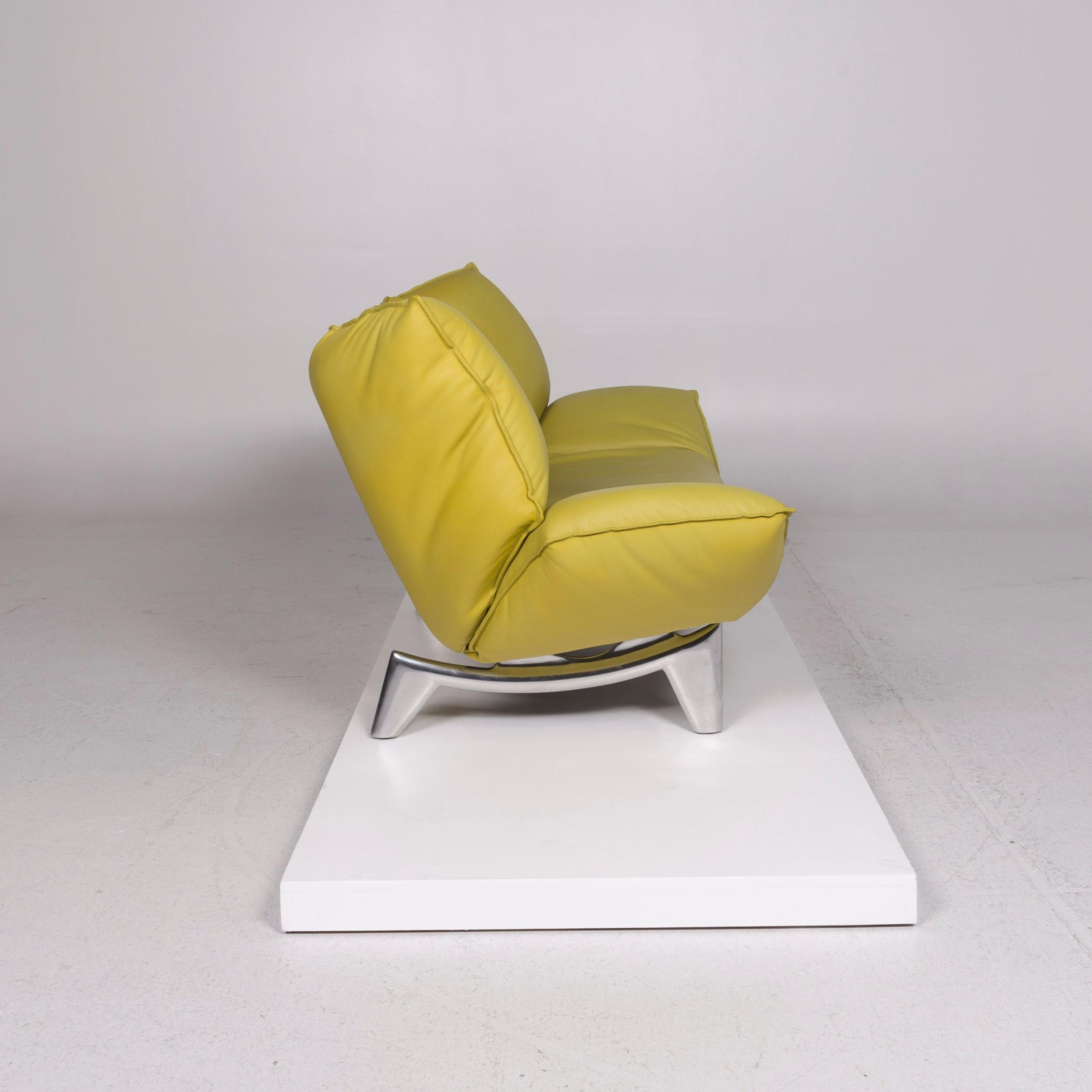 Leolux Tango Leather Sofa Set Green Lime Green 1 Three-Seat 1 Two-Seat 8