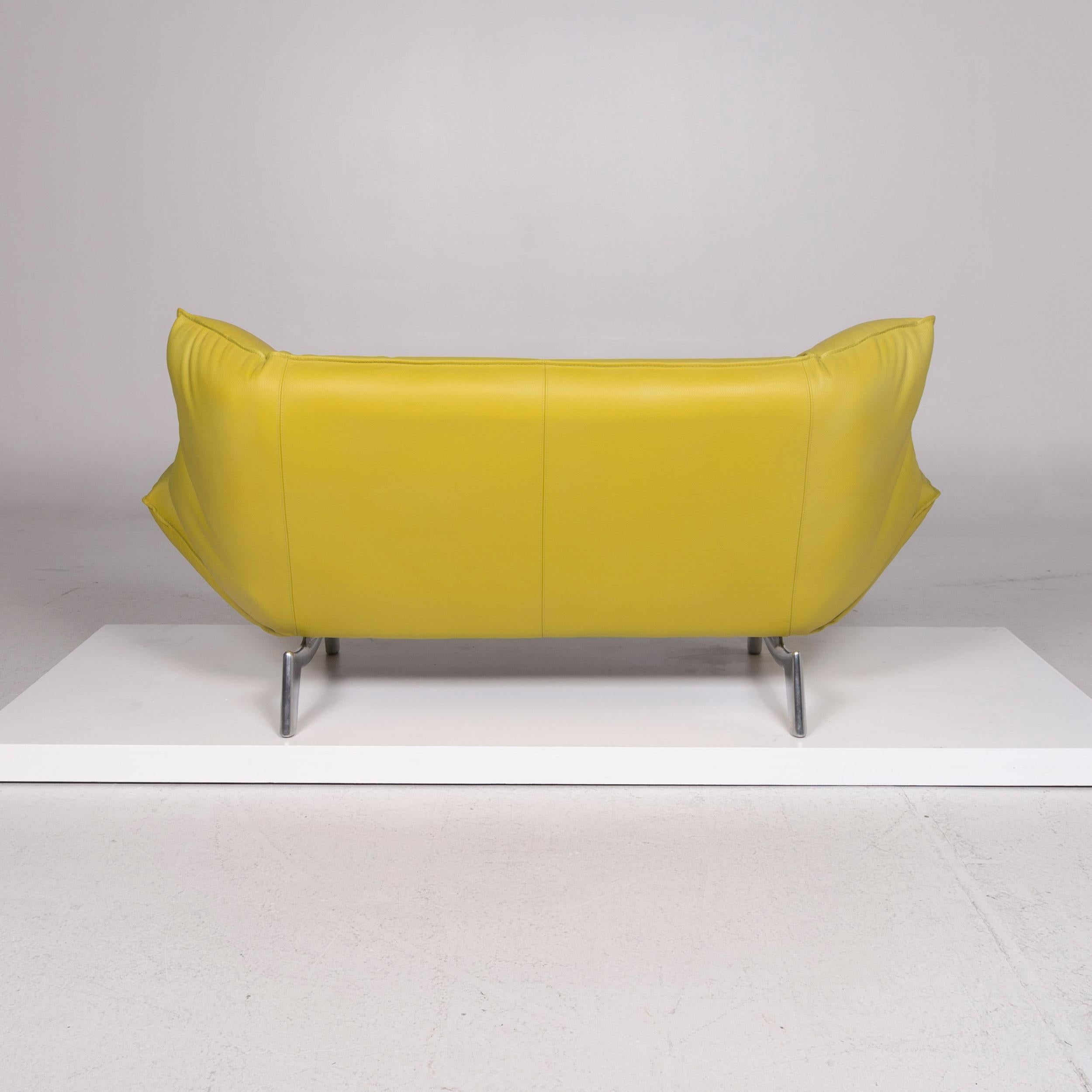 Leolux Tango Leather Sofa Set Green Lime Green 1 Three-Seat 1 Two-Seat 9