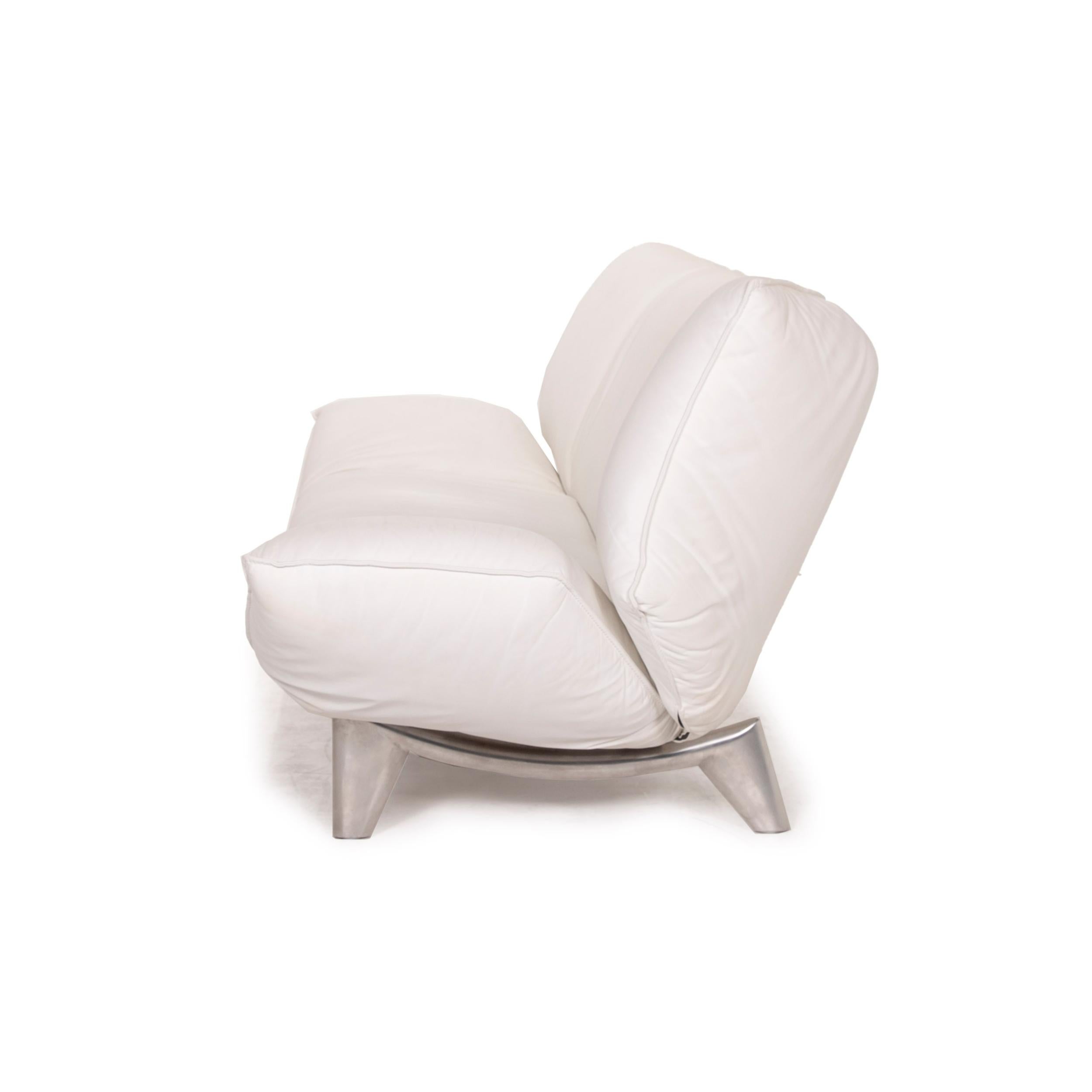 Leolux Tango Leather Sofa White Two-Seater Function For Sale 4
