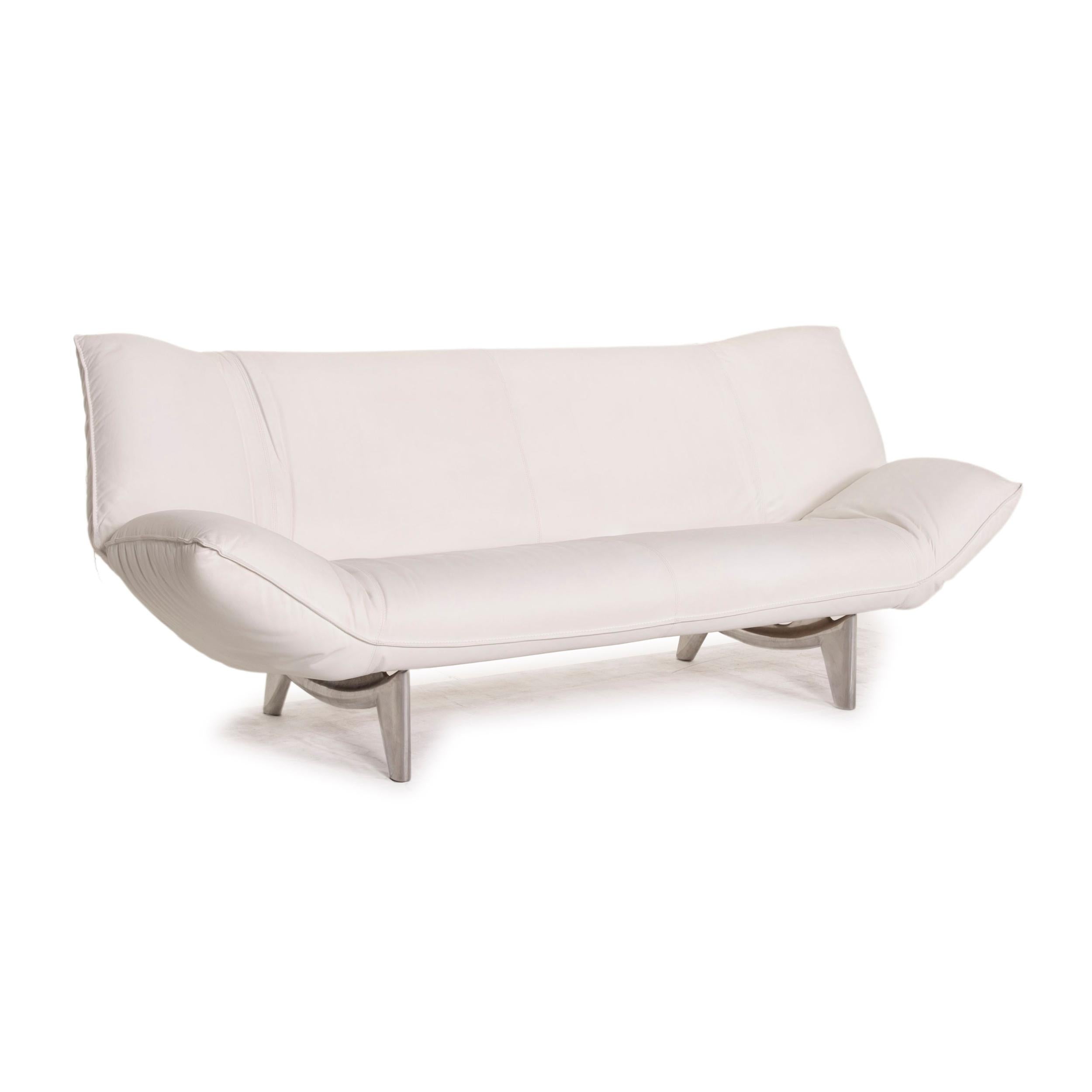 Contemporary Leolux Tango Leather Sofa White Two-Seater Function For Sale