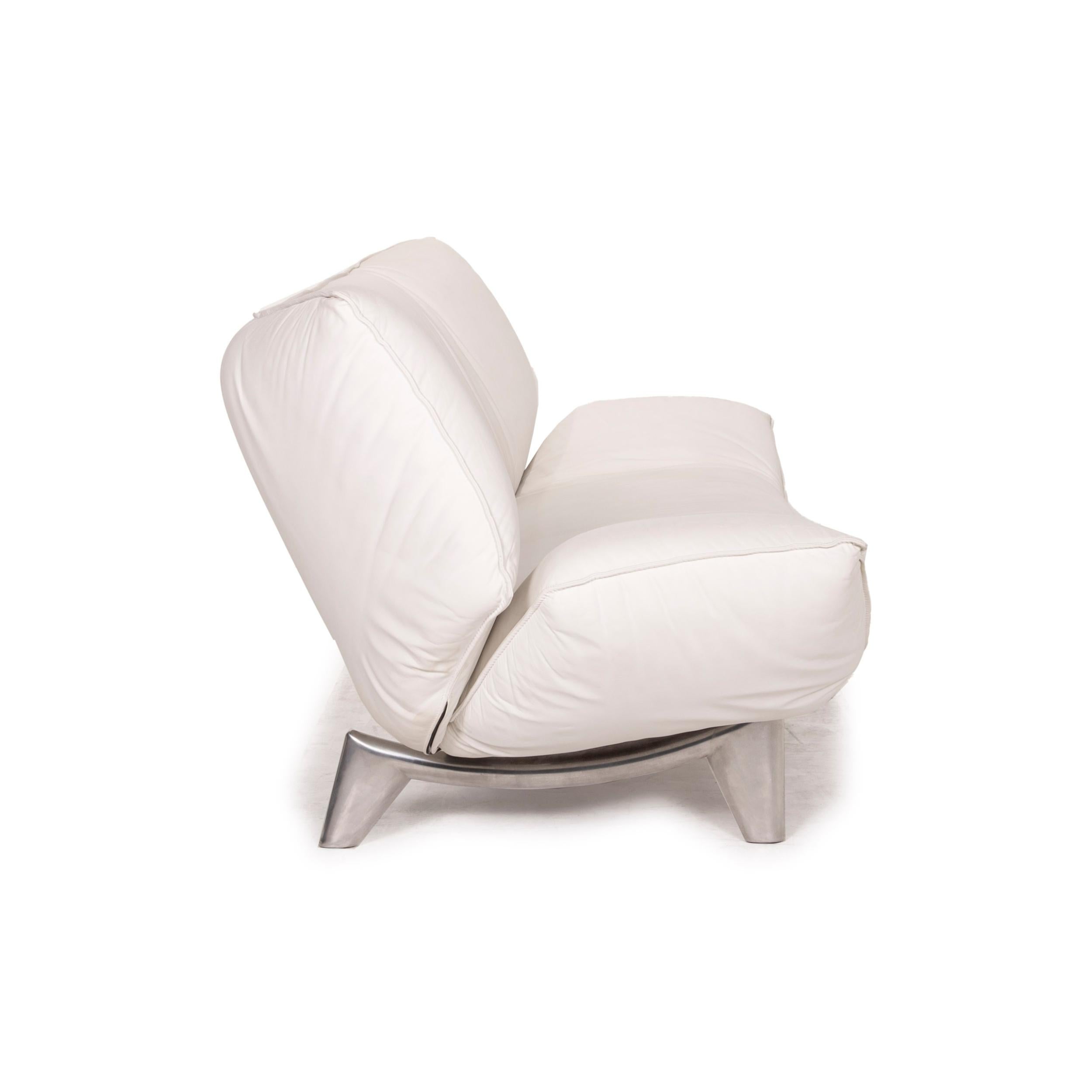 Leolux Tango Leather Sofa White Two-Seater Function For Sale 2