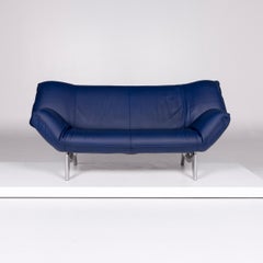 Leolux Tango Leder Sofa Blau Zweisitzer Couch