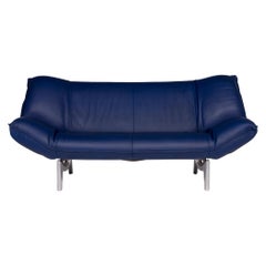 Leolux Tango Leder Sofa Blau Zweisitzer Couch