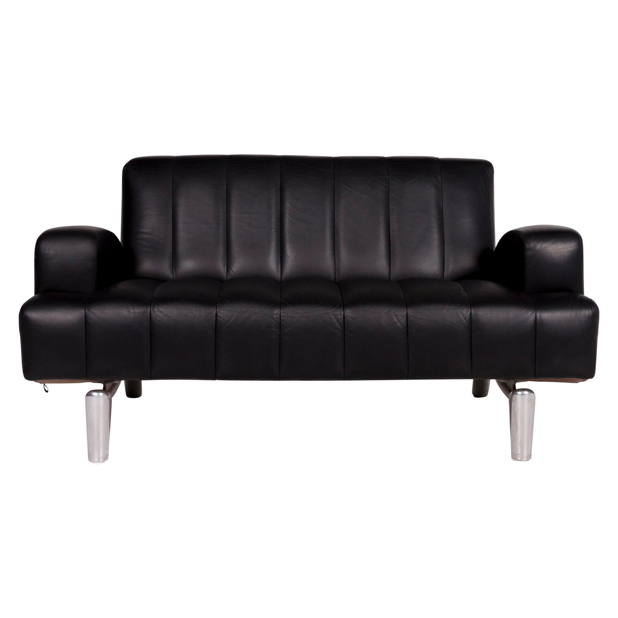 Leolux Wizard Leder Sofa Schwarz Zweisitzer Couch For Sale at 1stDibs